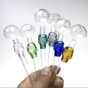 Skull Glass Oil Burner Straw Stemware
